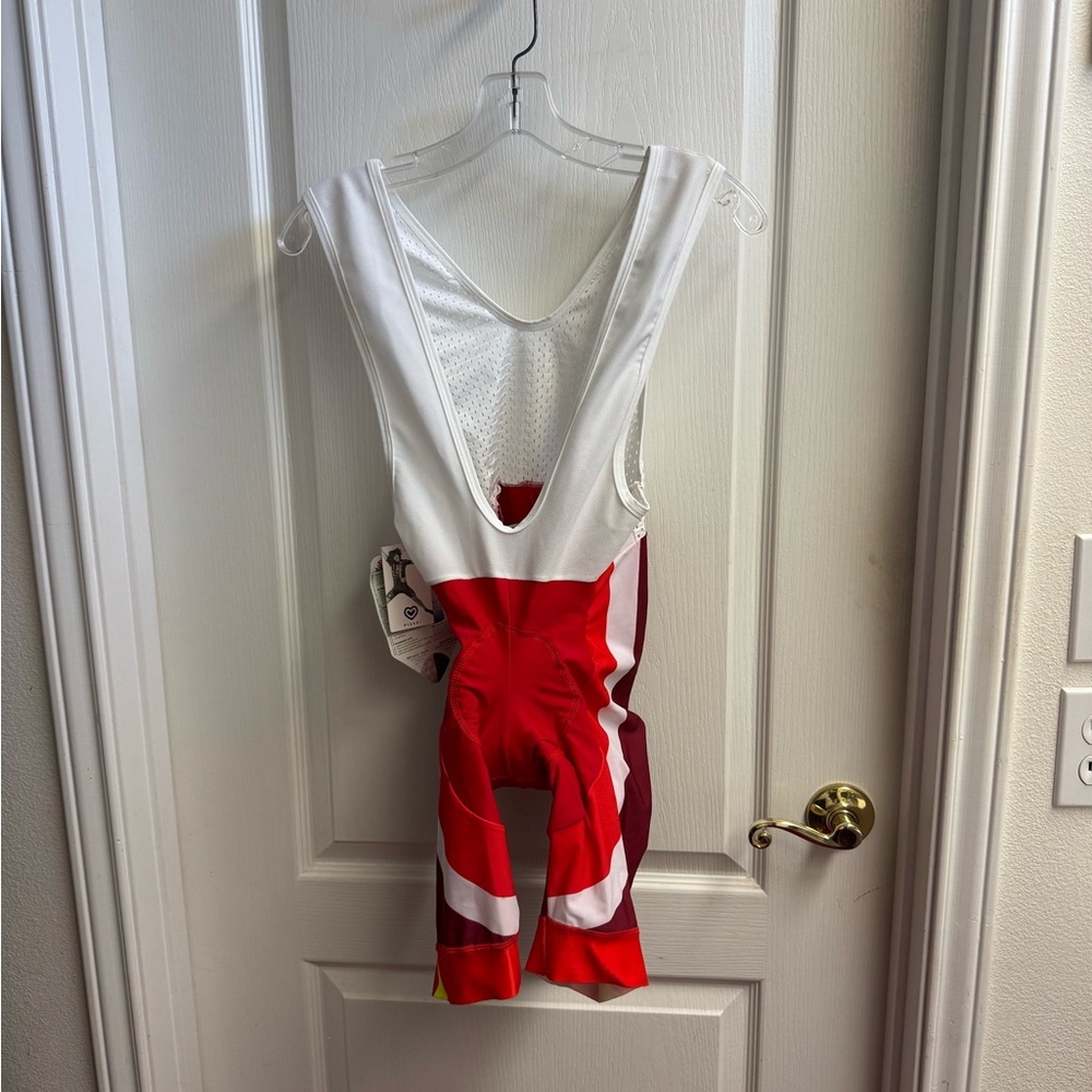 Pissei Red and White Cycling Bib Shorts